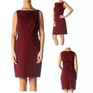 Ann Taylor Burgundy Purple Beaded Bodice Sleeveless Dress Size 6P